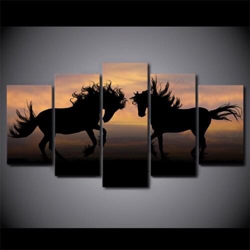 Full Square/round 5D DIY Diamond Painting 5 Piece Galloping Black Horses Shadow Diamond Embroidery sale Cross Stitch kit,Mosaic