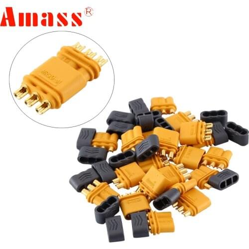 MR30 Connector,Amass MR30 Connector Plug With Sheath Female & Male for RC Lipo Battery RC Multicopter Airplane