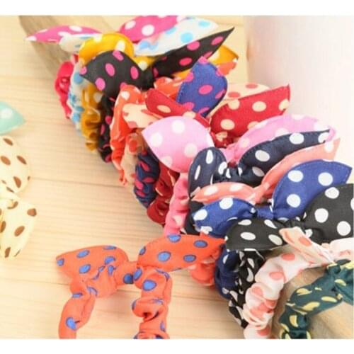 10 PCS Kids Girls Hair Band Mix Styles Polka Dot Bowknot Rabbit Ear Elastic Hair Ropes Hair Accessories Ponytail Holder HeadweaR
