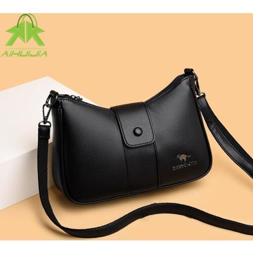 Luxury Designer Shoulder Bag For Women High Quality Soft Pu Leather Solid Color Handbags New Large Capacity Female Messenger Bag