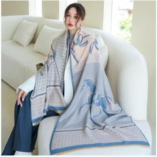 Luxury Double-sided Printed Cashmere Scarf Winter Women Warm Neckerchief New Year Shawl Christmas Gift Bufandas Invierno Mujer