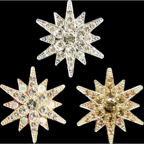 RSHCZY 3 Style Hexagram Crystal Brooch Silver Bronze Golden Vintage Wish Pin For Women Backpacks Accessories Jewelry Gift