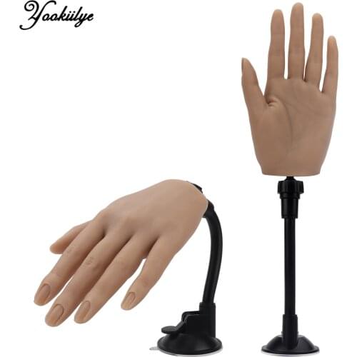 Silicone Hand Model For Nail Art Practice 3D Adult Mannequin With Flexible Finger Adjustment Display Training Hand With Bracket