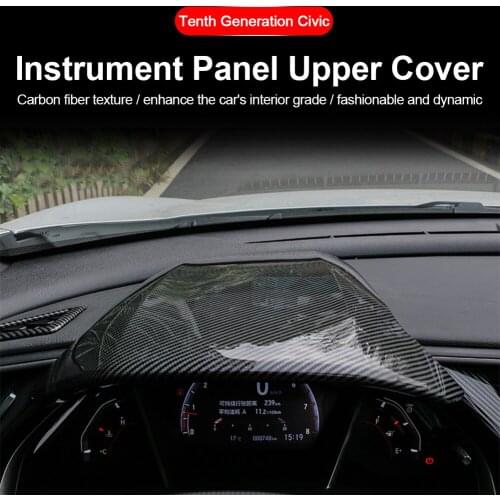 Carbon Fiber Car Steering Wheel Cover Trim Dashboard Panel Speeeter Cover for Honda Civic MK X MK10 2017-2020 LHD Interior Decor