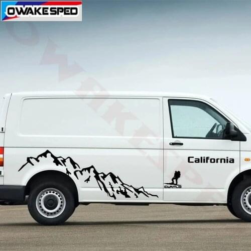 For-Volkswagen Multivan T4 T5 T6 Outdoor Sport California Mountain Graphics Car Sticker Auto Body Door Side Stripes Vinyl Decal