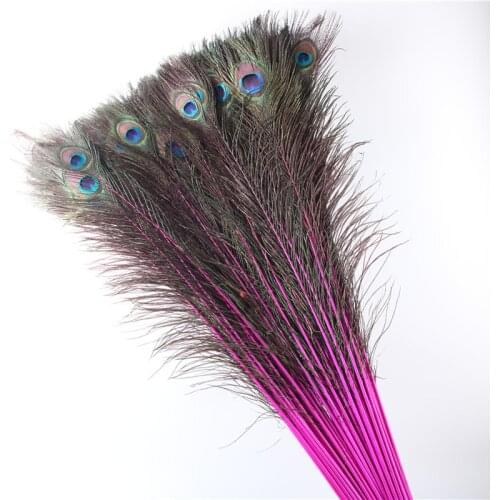 High quality 70CM-80CM/28-32inch natural dyed rose peacock feathers for Crafts Wedding accessories DIY decoration peacock plumas
