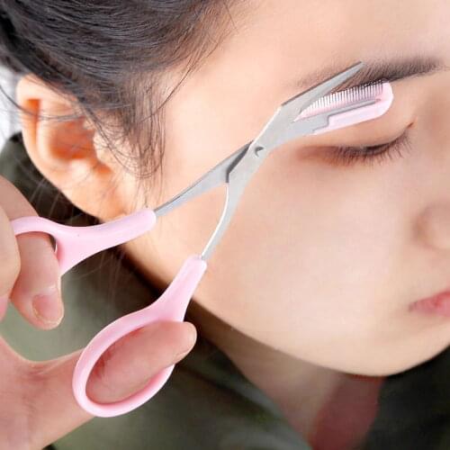 Lady Woman Eyebrow Trimmer Scissors With Comb Men Hair Removal Grooming Shaping Shaver Eye Brow Scissors Eyelash Hair Clips