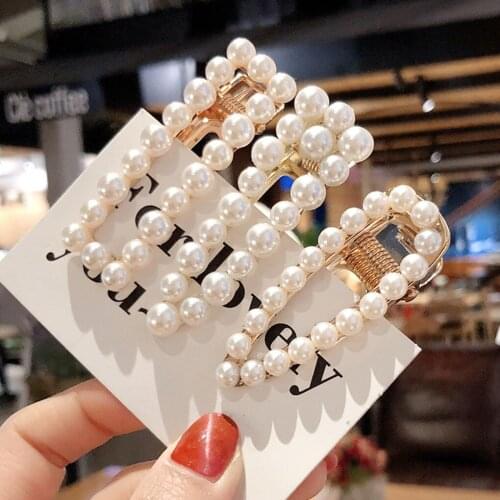 Women Barrettes Headwear Pearl Hair Clips Fashion Woman Hair Pins Accessories Hairpins BB Clip Styling Tools Barrettes Headwear