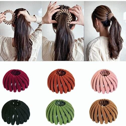 Bird Nest Hair Claw Expanding Velvet Hair Accessories Fashion Buckle Hairpins Women New Ponytail Holder Headwear Friends Gifts