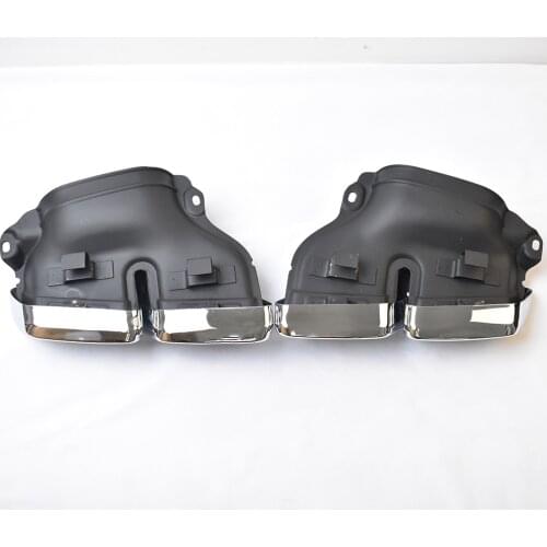 2pcs Black Silver Stainless Steel Exhaust Muffler Pipe Tips Style For AMG Mercedes Benz C63 E63 W205 C-class 2015-2018