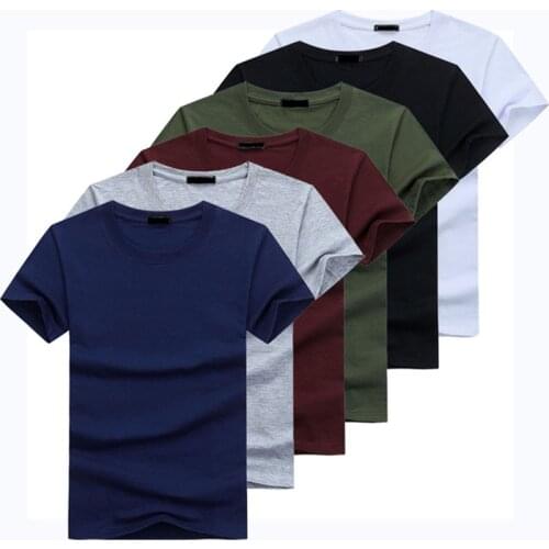 2021 6pcs/lot High Quality Fashion Mens T-Shirts Casual Short Sleeve T-shirt Mens Solid Casual Cotton Tee Shirt Summer Clothing