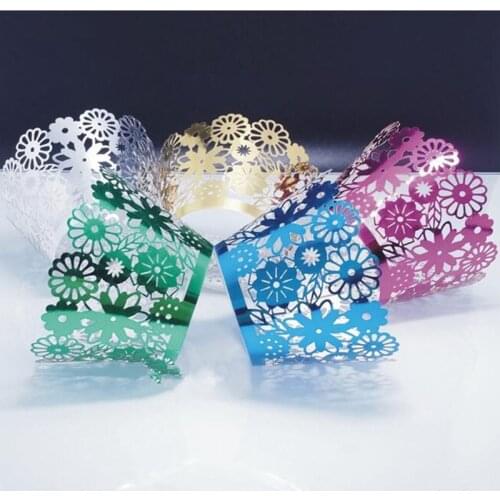 50pcs Flowers Glossy Aluminum Foil Paper Cupcake Wrappers cake Muffin Paper Children Birthday Party Home Decoration Supplies