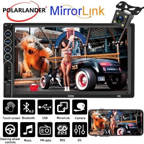 7 Inch 2 DIN Mobile Phone Interconnection Touch Screen MP5 MirrorLink 12V FM/TF/USB/AUX/Bluetooth 4.0 Car Radio 13 Languages