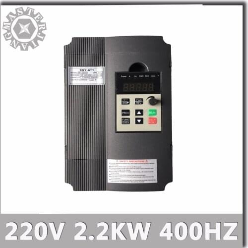 AT1 220V 2.2KW 400Hz Inverter Single-phase Input VFD 3 Phase Output Frequency Converter Adjustable Speed 2200W 220V Inverter