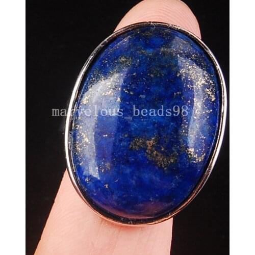 Free Shipping Beautiful jewelry Natural Lapis Lazuli Women Men Art Oval Ring 7~12" Adjust Size PC3928