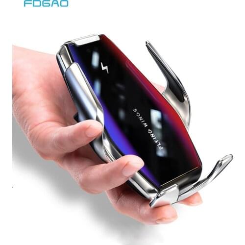 15W Automatic Clamping Qi Wireless Car Charger For iPhone 12 11 XS XR X 8 Samsung S20 S10 Sensor Fast Charging Car Phone Holder