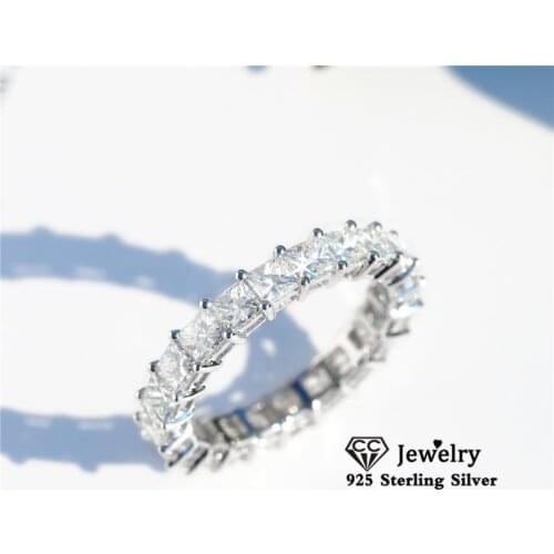 CC Wedding Rings For Women S925 Silver Square Cubic Zirconia Engagement Anel Bridal Propose Romantic Ring Fine Jewelry CC3208