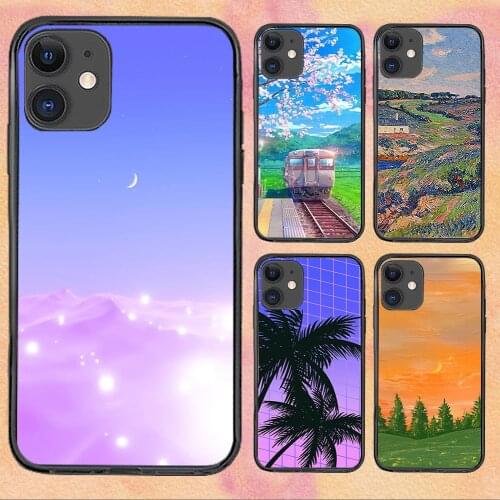 Sky Landscape Cute For iPhone 11 Case 6 Mini Pro XS Max X XR 11 8 Plus Luxur Soft TPU Airbag Cover 12Pro 11Pro 12Mini