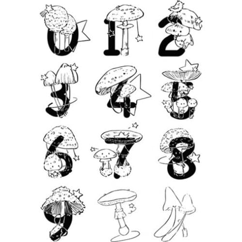 Mushroom number stamp Clear Stamp for Scrapbooking Transparent Silicone Rubber DIY Photo Album Decor 1122