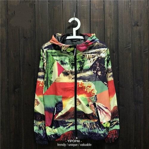 Print Jacket Men Women Hip Hop Jacket Windbreaker Jacket Sports Hooded Coat Japan Style Fashion Outerwear Male New 2020 Spring