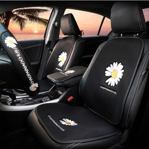 Summer ice silk car cushion backrest cover single creative small daisy fart chair cushion cover three-piece four seasons