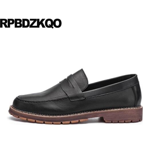 Men Brown Genuine Leather Shoes Black Office Brand British Style Slip On Loafers Luxury Dress European Real Italian Business