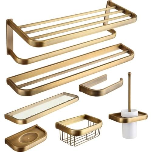 Bathroom Hardware Set Towel Rack Paper Holder Towel Bar Corner Shelf Toilet Brush holder Antique Bronze Bathroom Accessories Set