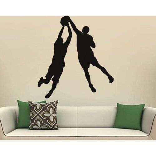 Two Person Game Sports Wall Art Stickers Basketball Fans Bedroom Decor Mural Decal Vinyl Waterproof Wall Sticker Sports ZA227