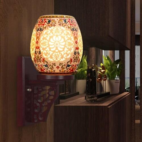 American and European Style Wall lights Antique Wall Lamp Ceramic Wood Craft Bedside Home Deco Hotel Modern Bathroom Light