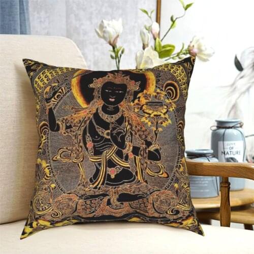 Buddhist Thangka Art Lotus Pillowcase Printing Polyester Cushion Cover Gift Throw Pillow Case Cover Seat Drop Shipping 45*45cm