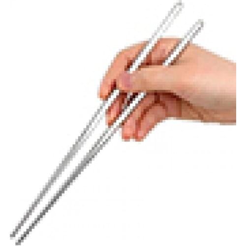 1Pair Non-slip Chopsticks Stainless Steel Environmental Chinese Chopstick Silver Tableware 23cm