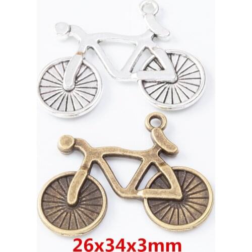 20 pieces of retro metal zinc alloy bicycle pendant for DIY handmade jewelry necklace making 7606