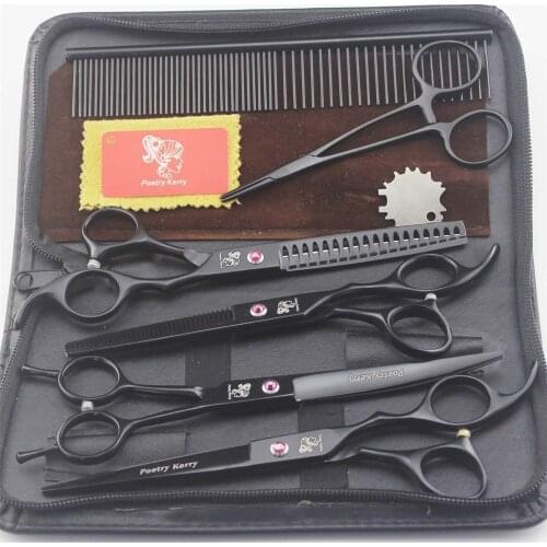 New 7.0 inch Professional Pet Scissors Dog Grooming sets Dog shear Pet hair cut tool Straight &Thinning & Curved scissors