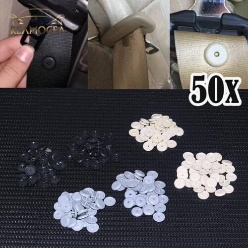 Reamocea 50X Universal Car Safety Seat Belt Stopper Spacing Limit Buckle Fastener Clip Retainer Seatbelt Stop Button Parts Tool