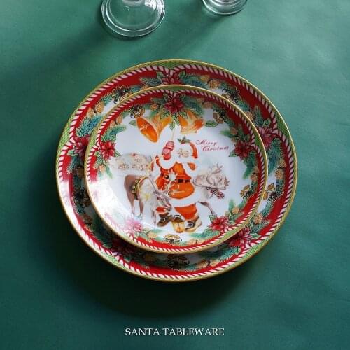 Christmas ceramic tableware Santa Claus reindeer festive western food dinner plate steak dish dessert tray wedding gift CL102704