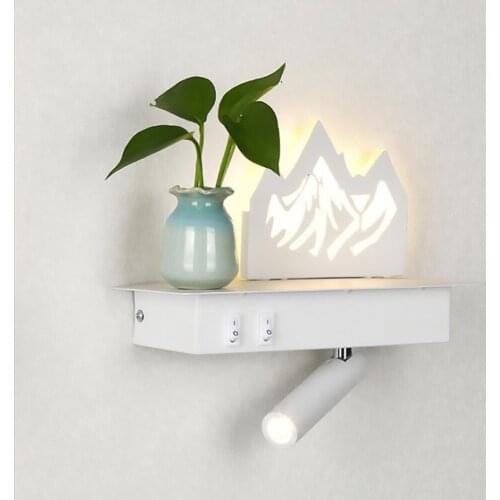 Sanmusion led lamps novlety room lighting 2 switch blacklit reading lamps modern fashion ball mountain design with phone shelf