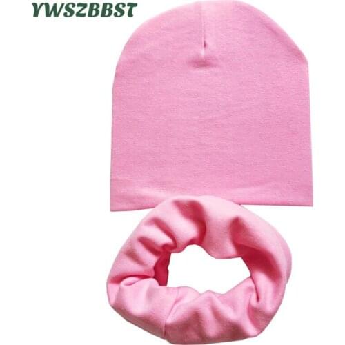 Baby Girls Hat Scarf Set Solid Color Cotton Baby Cap Autumn Winter Children Hat Scarf Collar Kids Beanies Cap