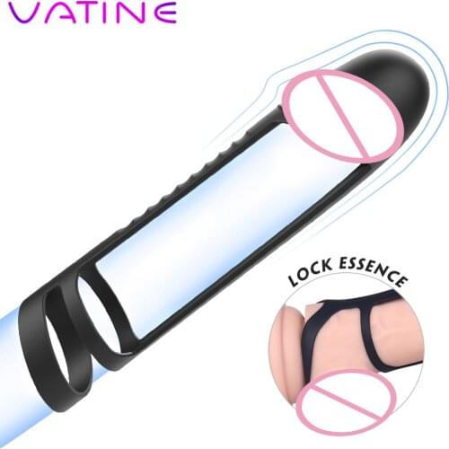 VATINE Silicone Penis Enlargement Penis Sleeve Delayed Ejaculation Extender Condom Reusable Cock Ring Sex Toys For Men