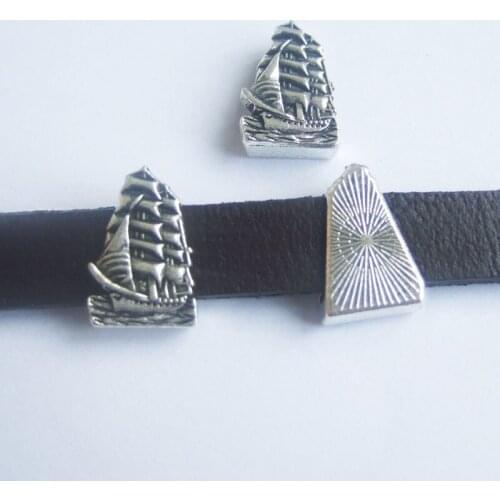 10 Pcs Antique Tone 11*2mm Sailing Slider Spacers For 10mm Flat Leather Cord Bracelet Jewelry Findings