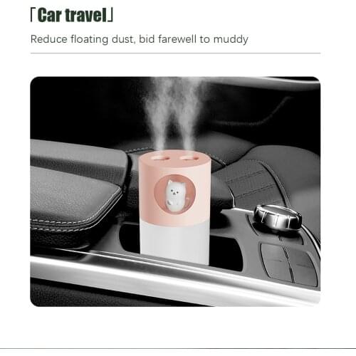 270ml Car Dual Spray Cool Mist Fogger Maker Home Office Air Humidifier Ultrasonic Cartoon LED Aroma Essential Oil Diffuser