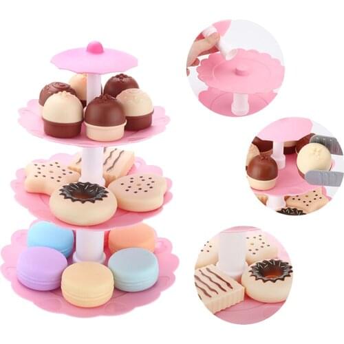 3-Layed Cookies Desserts with Stand Base Kids Child Role Play Food Toy