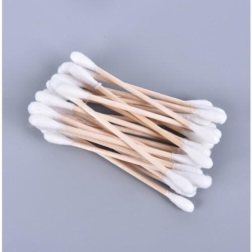 30pcs/ Pack Double Head Cotton Swab Bamboo Cotton Swab Wood Sticks Disposable Buds Cotton For Beauty Makeup Nose Ears Cleaning