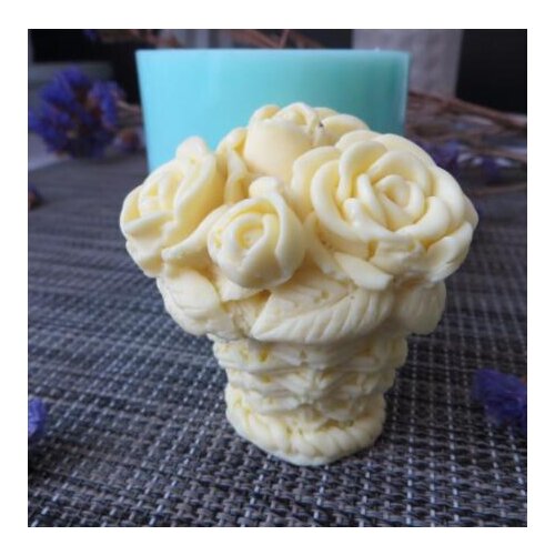 PRZY HC0093 3D molds Flower basket flowers silicone soap mold flower candle aroma mould soap making moulds resin clay molds