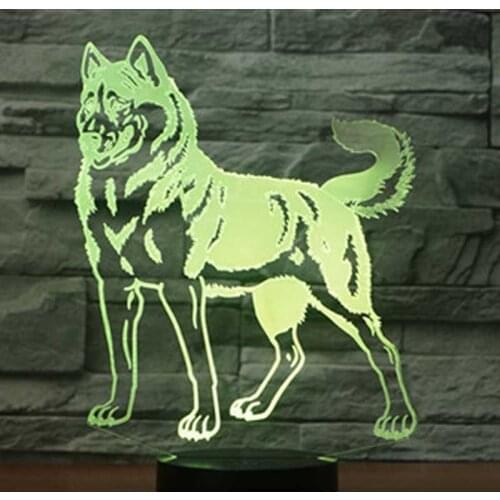 3D LED Night Light Husky Dog with 7 Colors Light for Home Decoration Lamp Amazing Visualization Optical Illusion Awesome