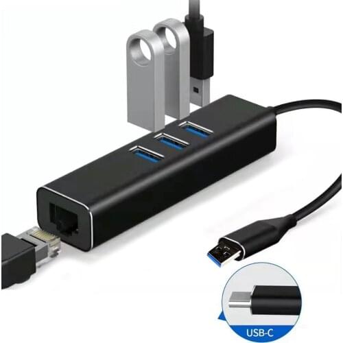 4in1 Type C USB 3.0 RJ45 Ethernet Adapter 100Mbps Type C Hub 3.0 Lan USBC for MACBOOK Air Pro Dell ASUS Notebook Laptop PC