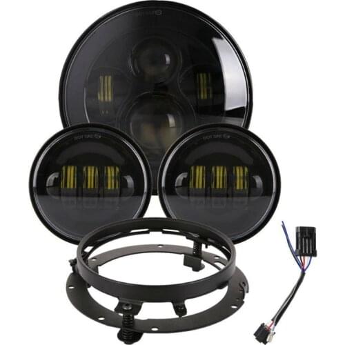 7Inch Moto LED Headlight with 4.5inch LED Auxiliary Fog Passing Light Lamp for Touring Electra Glide Road King