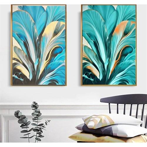 Nordic Style Abstract Peacock Feathers Painting on Canvas Posters and Prints Wall Pop Art Picture for Living Room Cuadros Decor
