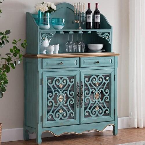 American Retro Old Side Cabinets Mediterranean Style Three Buckets Three Door Porch Cabinet Living Room Kitchen Storage Cabinet