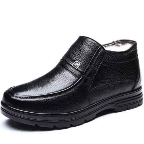 2020 Winter Boots Men Genuine Leather Ankle Boots Top Quality Warm Snow Boots Men Fashion Boots Chaussure Homme botas taktik bot