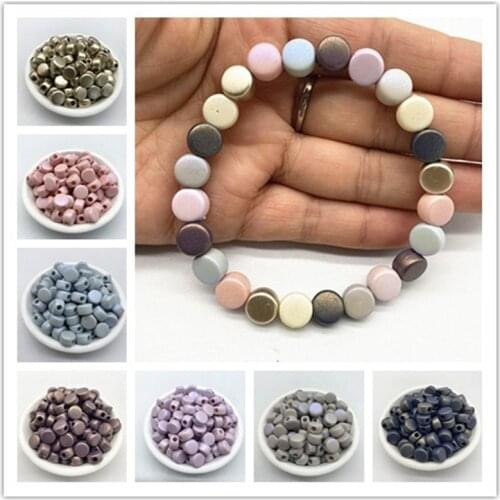 New 50pcs 8x5mm Round Flat Charms Acrylic Beads Loose Spacer Beads for Jewelry Makeing DIY Clothing Accessories